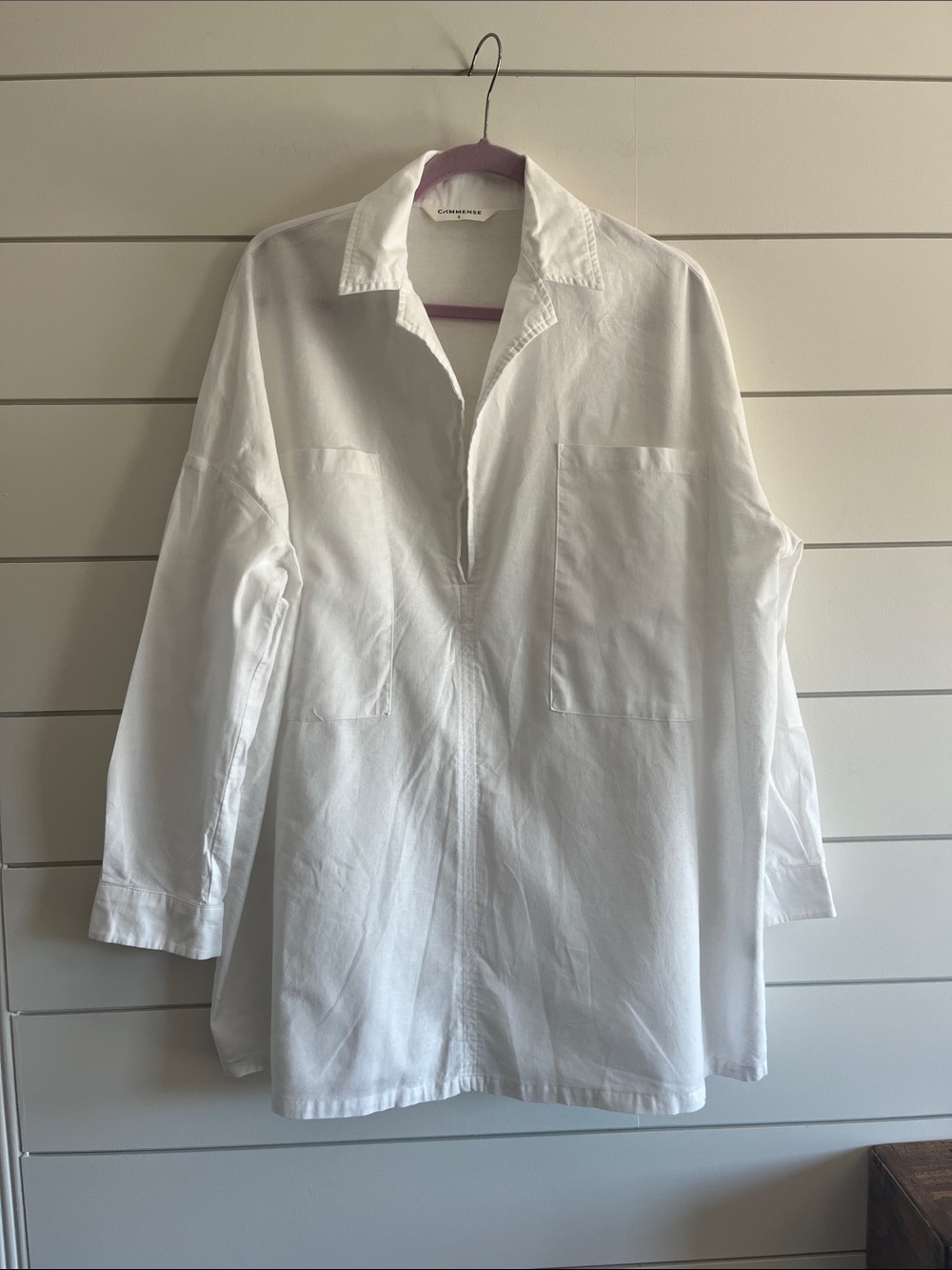 Commense White Linen Blend Oversized Relaxed Dress Size Small - Picture 4 of 7
